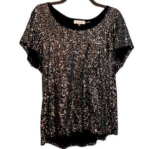 Calvin Klein black tee shirt top with silver sequins Size Small
